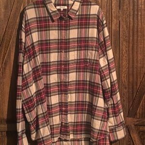Madewell Red Plaid Button-Down Flannel Shirt, 3X